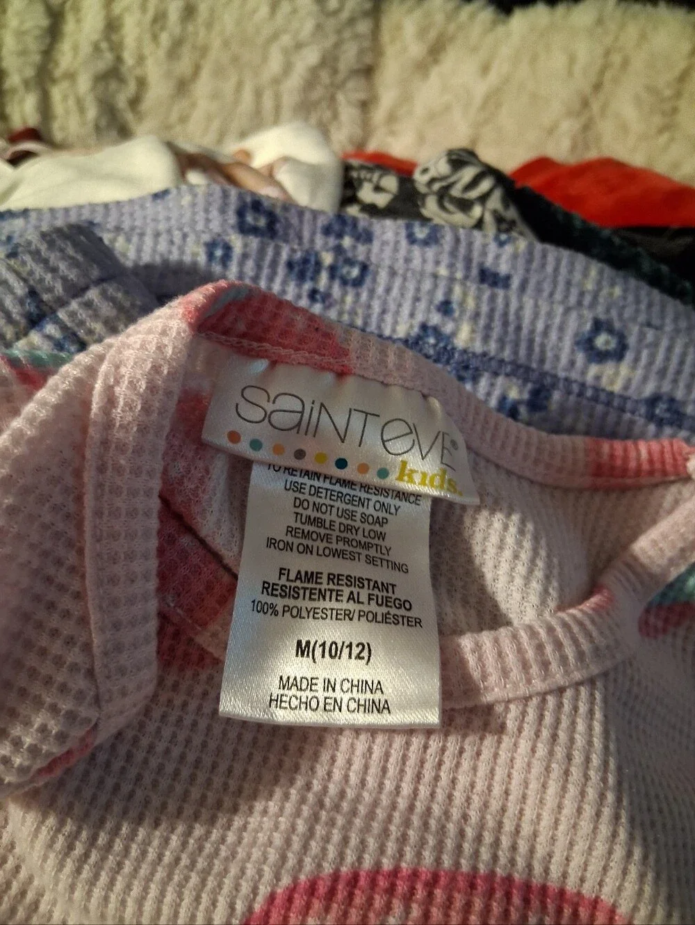 Girls Waffle Knit Strawberry Sleep Set Size Medium 10/12 Pink